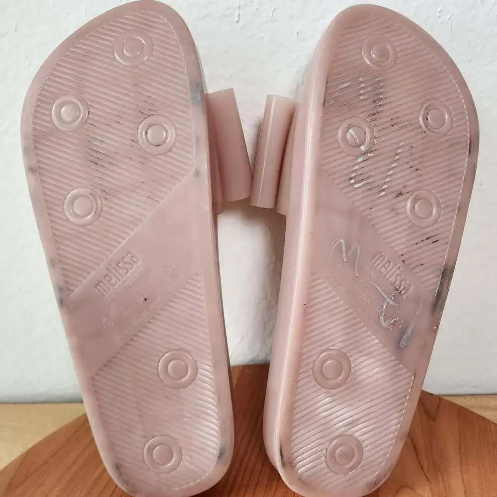 Melissa Jelly Slide Sandals Womens Size 9 Pink Bow Slip On Waterproof Comfort